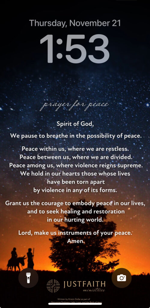 Prayer for Peace on Phone Wallpaper